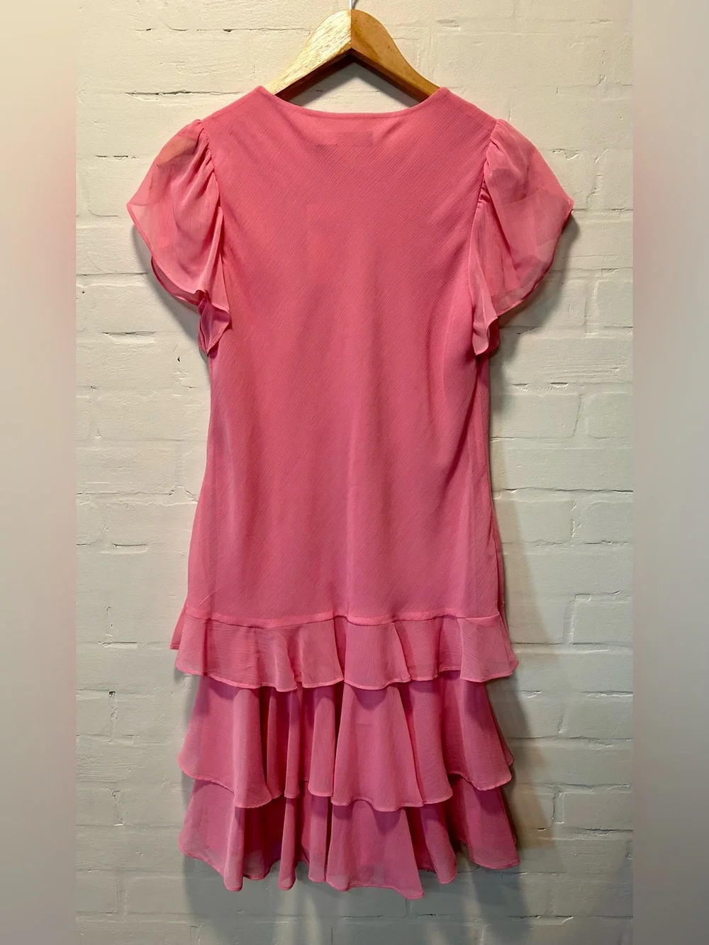 NWT Lauren Ralph Lauren Pink Crinkle Georgette Drop Waist Dress Size 2 - Picture 6 of 7